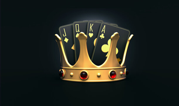 casino cards poker blackjack baccarat dice craps  Black And Red Ace Symbols With Golden Metal 3d render 3d rendering illustration 