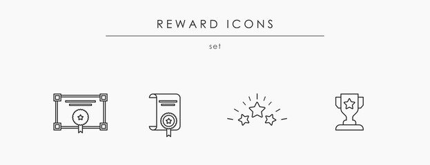 Linear award icon set. Vector reward icons isolated on white background