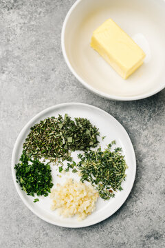 Ingredients to make herb butter