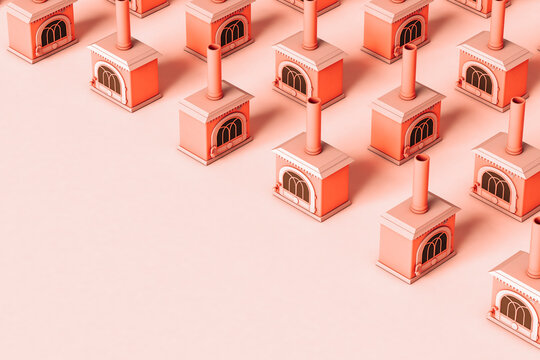 copy spaced image of pink fireplaces. 3D render 
