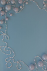 Christmas background with Christmas decorations and mother-of-pearl beads