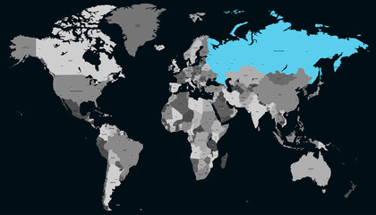 Fototapeta na wymiar World map. Color vector modern. Map of Russia. russian federation 