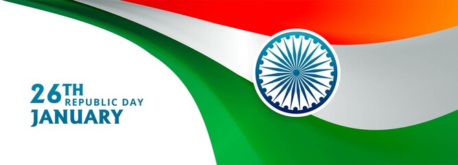 Beautiful indian flag creative wave banner design