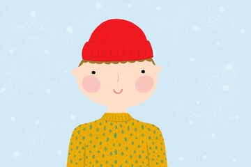 Winter boy portrait snow