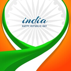 Indian Republic day 26 January with flag wave background