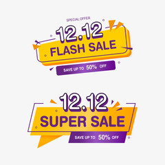 12.12 flash sale badge banner template