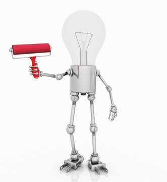 Glühbirnen Figur mit einem roten Handroller