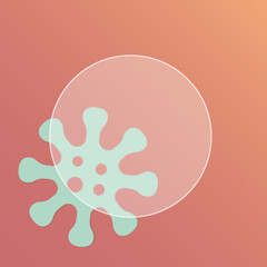 Corona virus icon in glassmorphism style with frosted glass effect