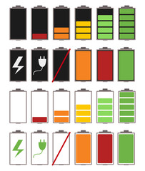 Set of batteries in a flat style.
