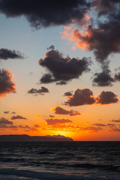 Beautiful sunset above Mediterranean sea.