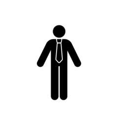 Business man - stick figures. Monochrome illustration. Vector.