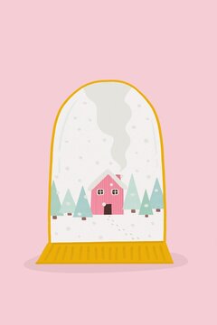 Waterblobe winter house snow illustration