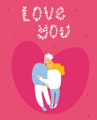 Couple in love vector illustration for Valentine's Day for postcards, backgrounds and posters