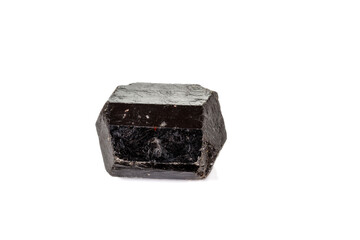 Fototapeta premium macro mineral stone schorl, black tourmaline on white background