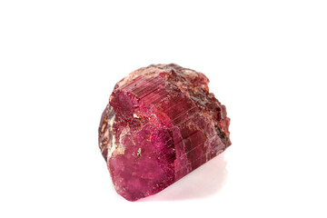 Fototapeta premium Macro red tourmaline mineral stone on white background