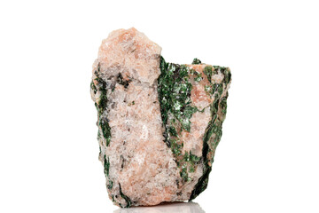 Macro mineral stone Fuchsite on a white background