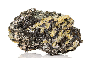 Macro of a mineral stone Vesuvianite on a white background