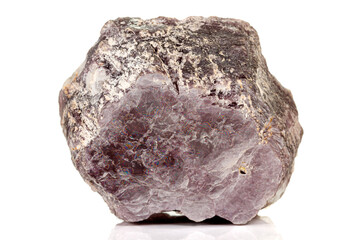 Macro stone Lepidolite mineral on white background