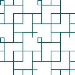 Seamless geometric pattern. Squares of intertwined blue lines on a white background. Vector illustration