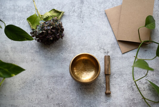 Meditation bowl and plants - Powered by Adobe