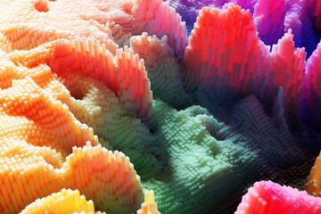 3D landscape. Abstract data visualization concept.