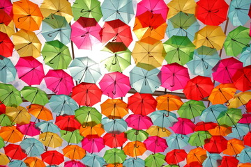 Fototapeta na wymiar Umbrella Sky Project in Agueda, Aveiro district Portugal