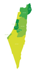 Israel - administrative map of districts - obrazy, fototapety, plakaty
