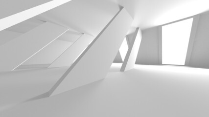 Fototapeta premium Illuminated corridor interior design. Empty Room Interior Background