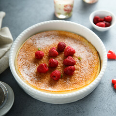 Homemade vanilla bake with raspberry