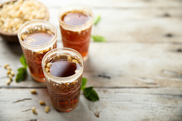 Traditional mint tea with pine nuts