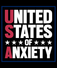 Fototapeta na wymiar United States Of Anxiety T-Shirt Design