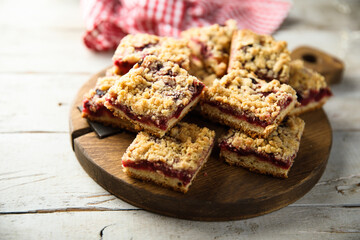 Traditional homemade berry squares with streusel
