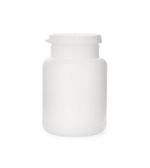 Bottle with pills isolated on white. Medicament