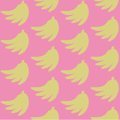 Colorful fruit pattern of yellow bananas on pink background. From top view. Ideal for printing on gift wrapping, textiles, clothing, wallpapers, covers, cases, etc.