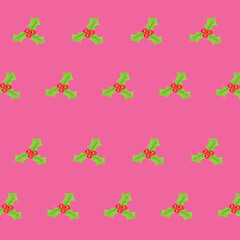 The cute holly on the pink background