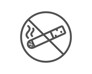 No smoking line icon. Stop smoke sign. Prohibit cigarette symbol. Quality design element. Linear style no smoking icon. Editable stroke. Vector