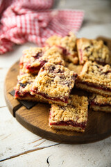 Traditional homemade berry squares with streusel