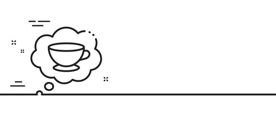 Coffee cup line icon. Hot cappuccino sign. Speech bubble symbol. Minimal line illustration background. Coffee cup line icon pattern banner. White web template concept. Vector