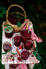 Homemade easy Cherry  filling in to the jar