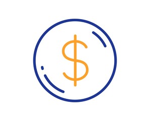 Dollar money line icon. Usd currency sign. Cash coin symbol. Colorful thin line outline concept. Linear style dollar money icon. Editable stroke. Vector