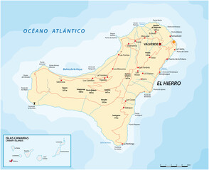 Vector road map of Canary Island el hierro map