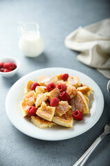 Homemade vanilla pancake with raspberry