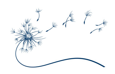 The Field dandelion flower symbol with flying seeds. - 473751554