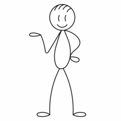 stick figure, vector man on white background, isolated, vector
