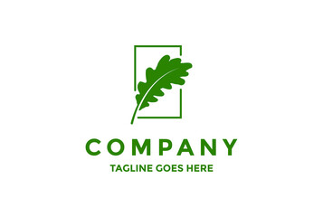 Simple Minimalist Oak Leaf Logo Design Vector