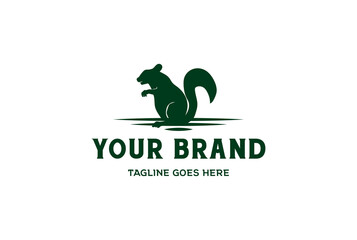 Retro Vintage Squirrel Silhouette Logo Design Vector