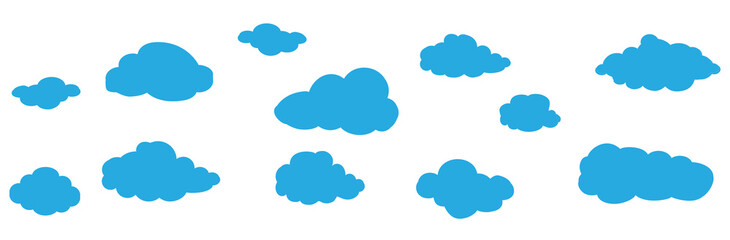 Clouds set isolated on white background. Collection of clouds for web site, poster, placard and wallpaper. Creative modern concept. Clouds vector illustration