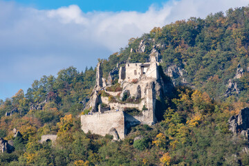 Ruins of Durnstein castle over Wachau valley, Austria