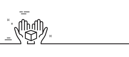 Hold open box line icon. Delivery parcel sign. Cargo package symbol. Minimal line illustration background. Hold box line icon pattern banner. White web template concept. Vector