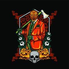 scary halloween pumpkin head